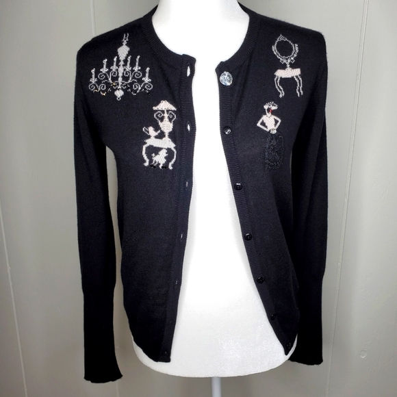 Era Erato Silk Cashmere Black Button Up Cardigan Sweater Made in Germany Sz 36. - Picture 1 of 11